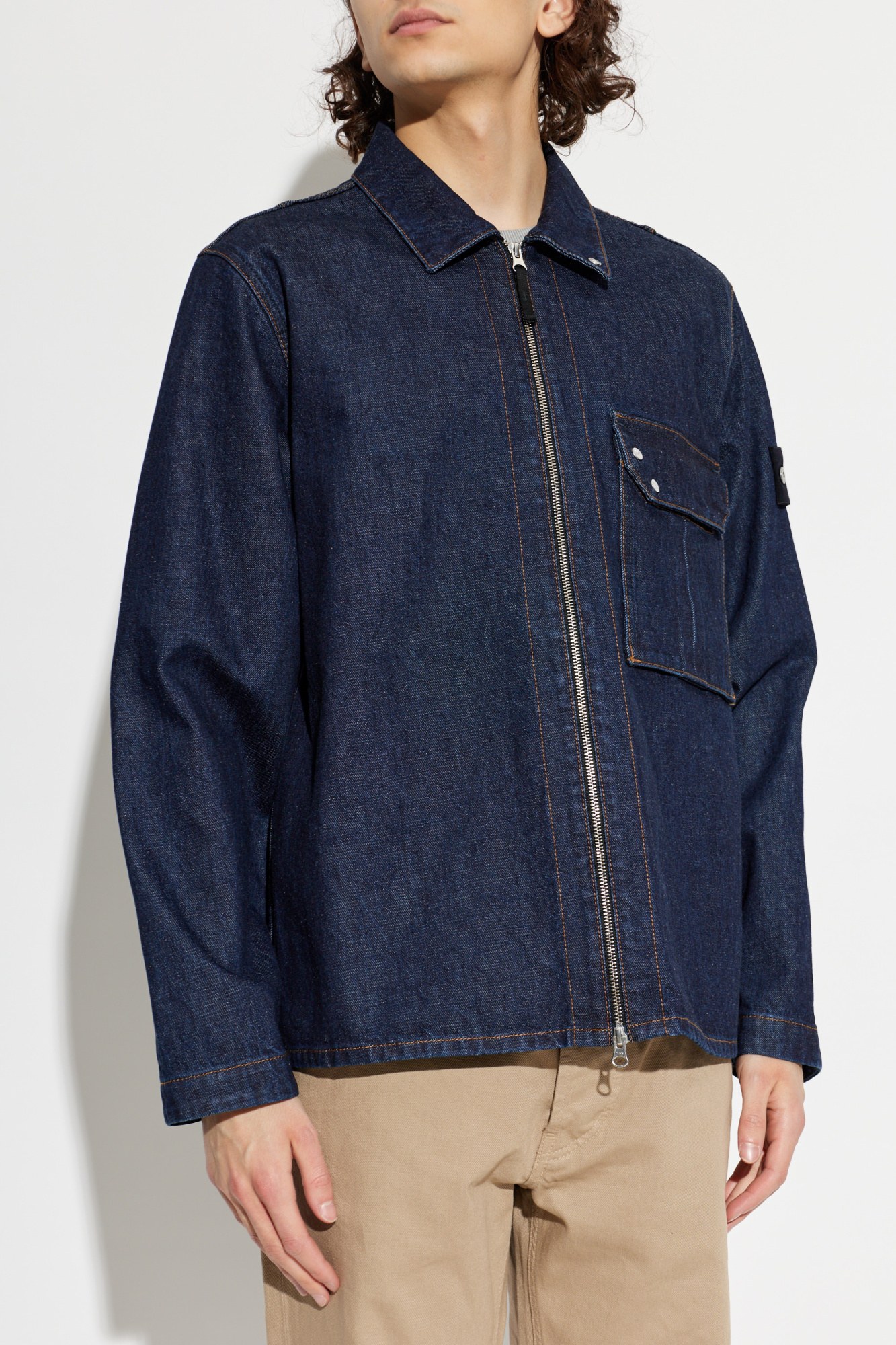 Stone Island Denim jacket with logo patch | Men's | Vitkac